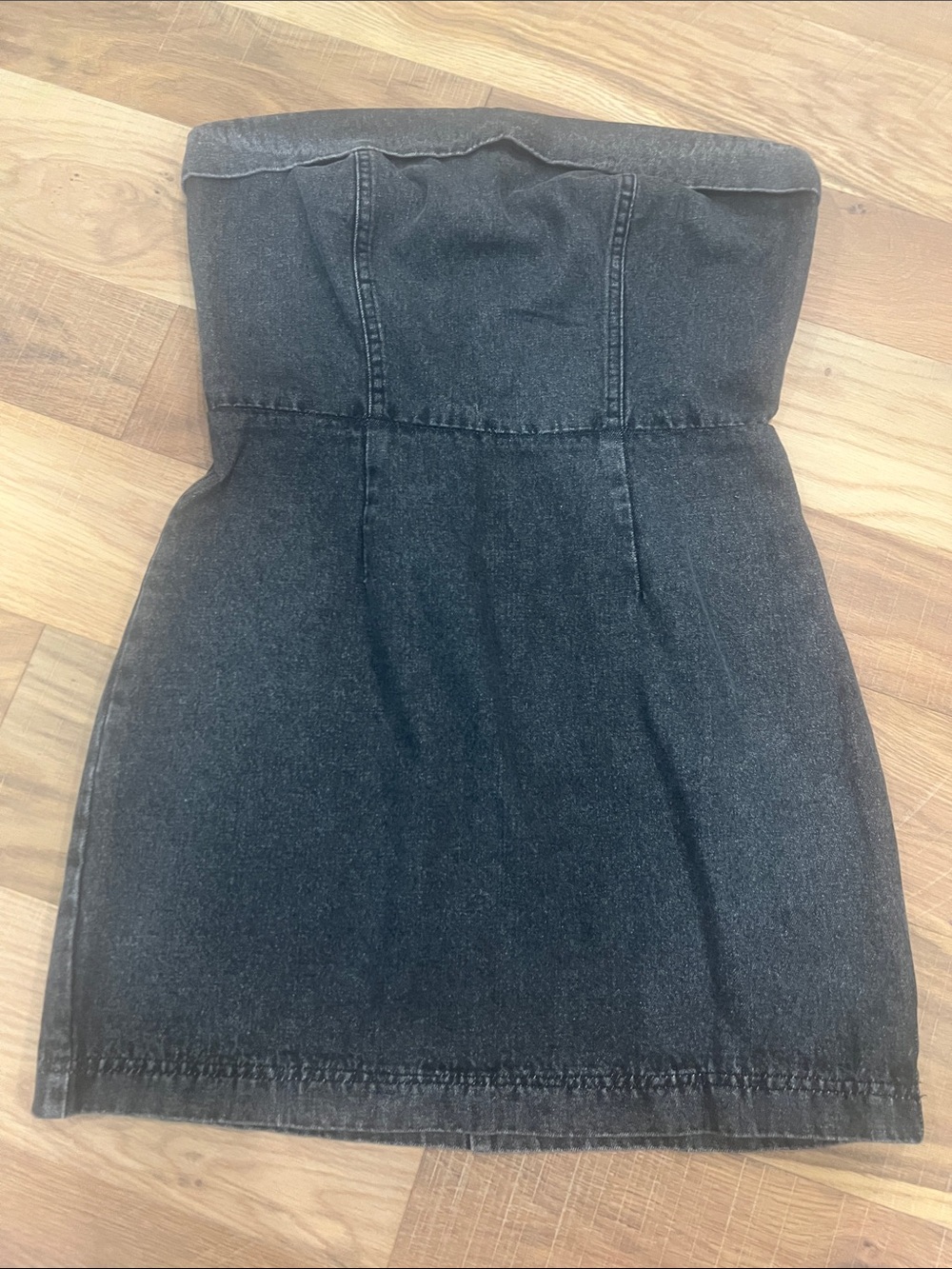 Lumiere Strapless Black Denim Mini Dress